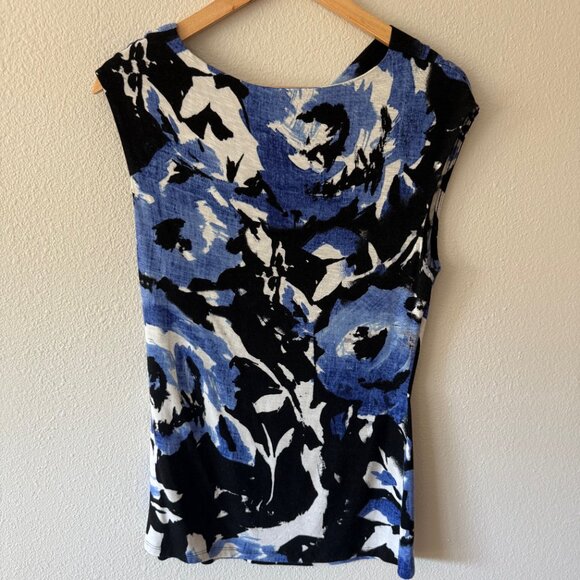 NWT Kenneth Cole Blue White Knotted Twist Sleeveless Top Size M - Picture 4 of 7